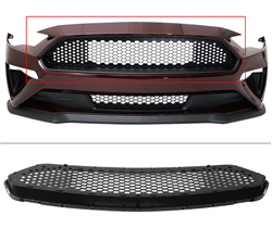 18-23 Ford Mustang Honeycomb Front Bumper Upper Grille Matte Black ABS
