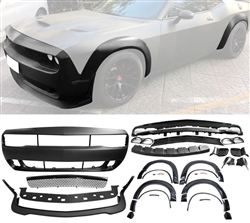 15-20 Dodge Challenger Hellcat Front Bumper & Lip +Demon Style Fender Flare