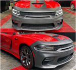 15-22 Charger PP Front Bumper w Widebody Upper Lower Grille Foglight Cover (srt hellcat style)