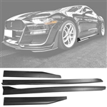 15-23 Ford Mustang GT500 Style 4PCS Side Skirts Rocker Panel Matte Black