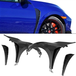16-20 Honda Civic 4dr Type-R Style Metal Fender Set W/ Vent Insert Unpaint