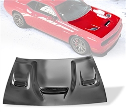 08-20 Dodge Challenger Hellcat Style Hood Scoop Air Intake Vents - Aluminum