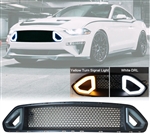 18-23 Ford Mustang RTR Style LED Front Bumper Honeycomb Upper Grille Smoke