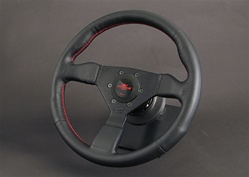 NEO GRINTA 330mm / 350mm Black Leather - Black Spokes - Red Logo