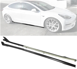 2017-2023 Tesla Model 3 V Matte Black Side Skirts Extension 6PC PP